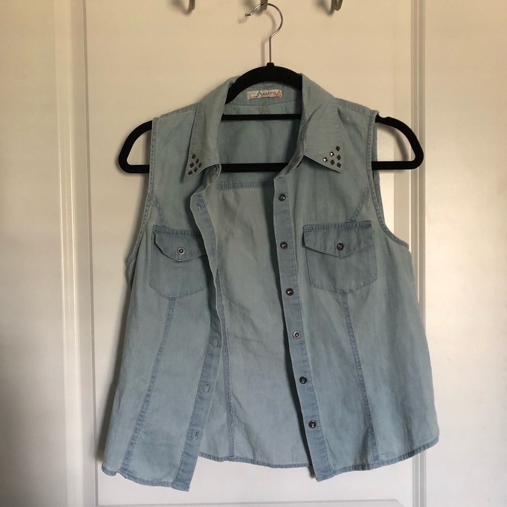 Studded Blue Jean Vest